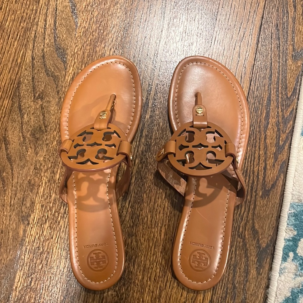 Tory Burch Miller Sandals cognac leather size 11